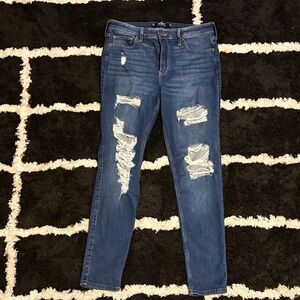 Hollister Blue Distressed Skinny Jeans